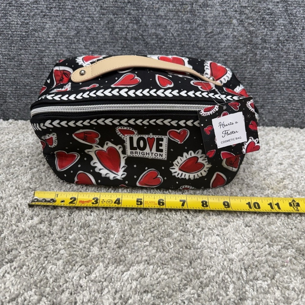 Brighton Love Hearts a Flutter Joyful Heart Black Red Cosmetic Makeup Bag